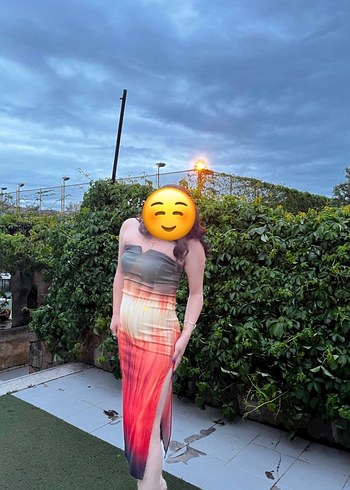 Kadın Çok Renkli Straplez Uzun Elbise - Görsel 2