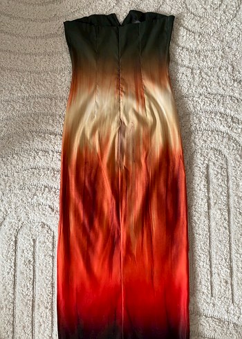 Kadın Çok Renkli Straplez Uzun Elbise - Görsel 9