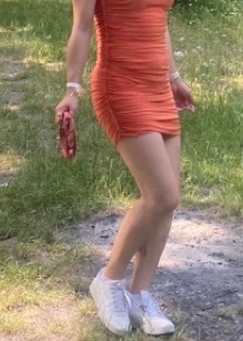 Parlak Turuncu Drapeli Kadın mini elbise - Görsel 3