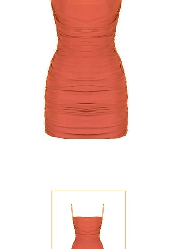 Parlak Turuncu Drapeli Kadın mini elbise - Görsel 4