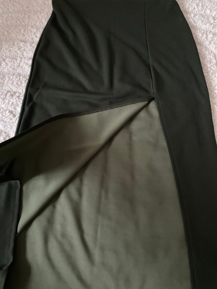 Yeşil Pamuklu Uzun Kadın Etek - Görsel 3