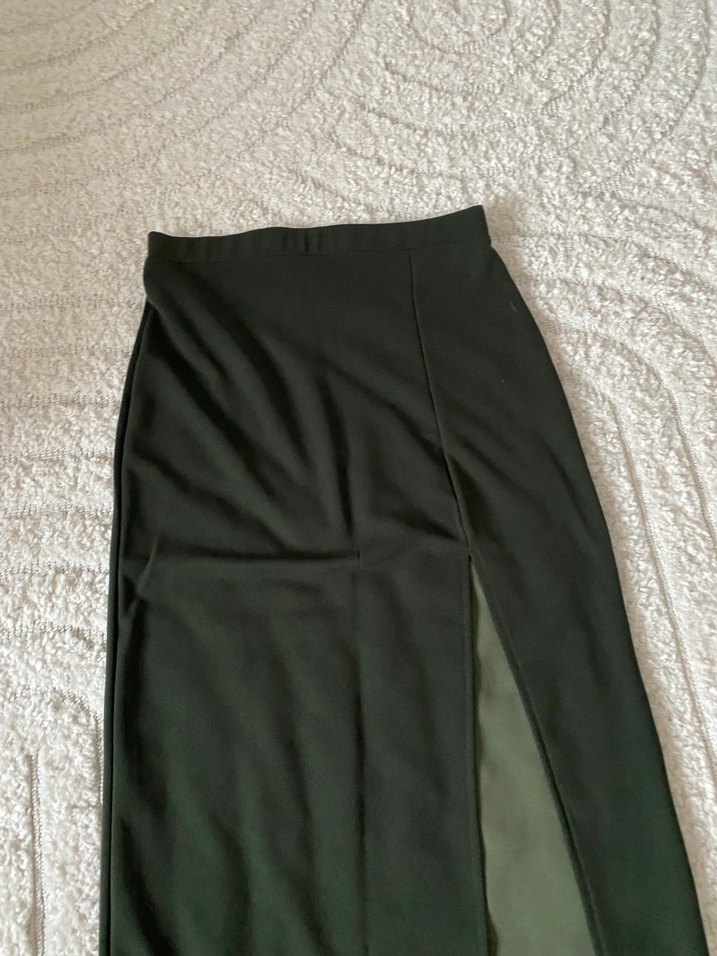 Yeşil Pamuklu Uzun Kadın Etek - Görsel 2