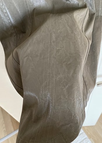 Bej Deri Mini Elbise, Askılı ve Kemerli - Görsel 2