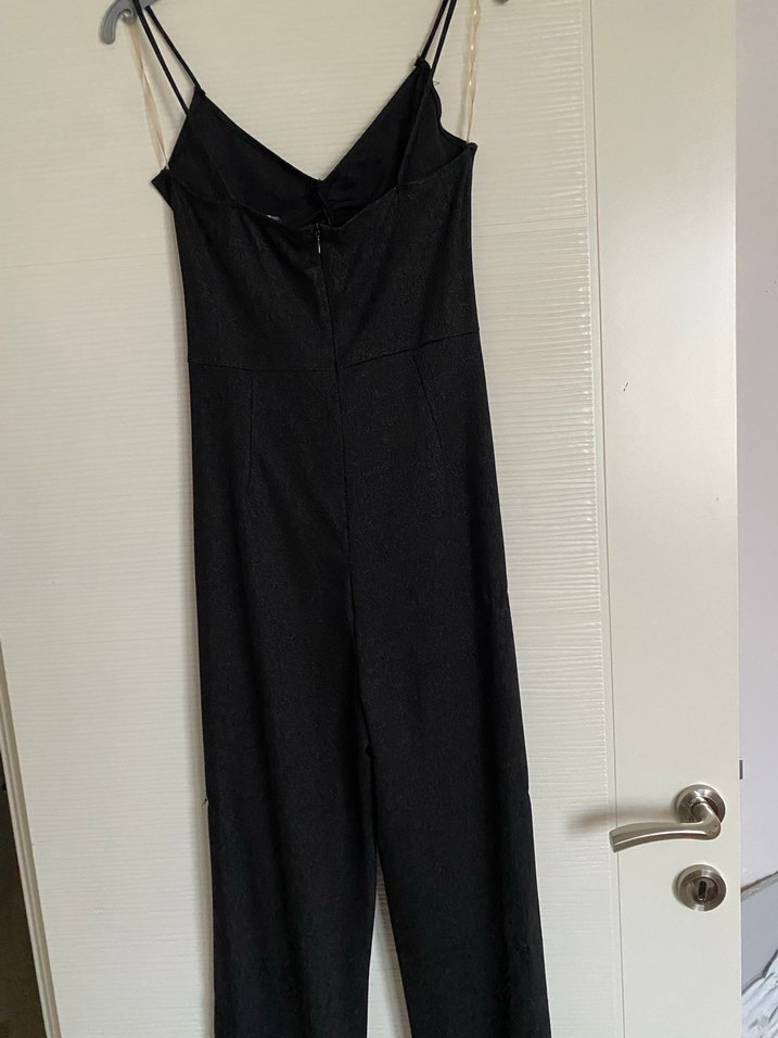 Siyah ince askılı Kadın Tulum - Görsel 5