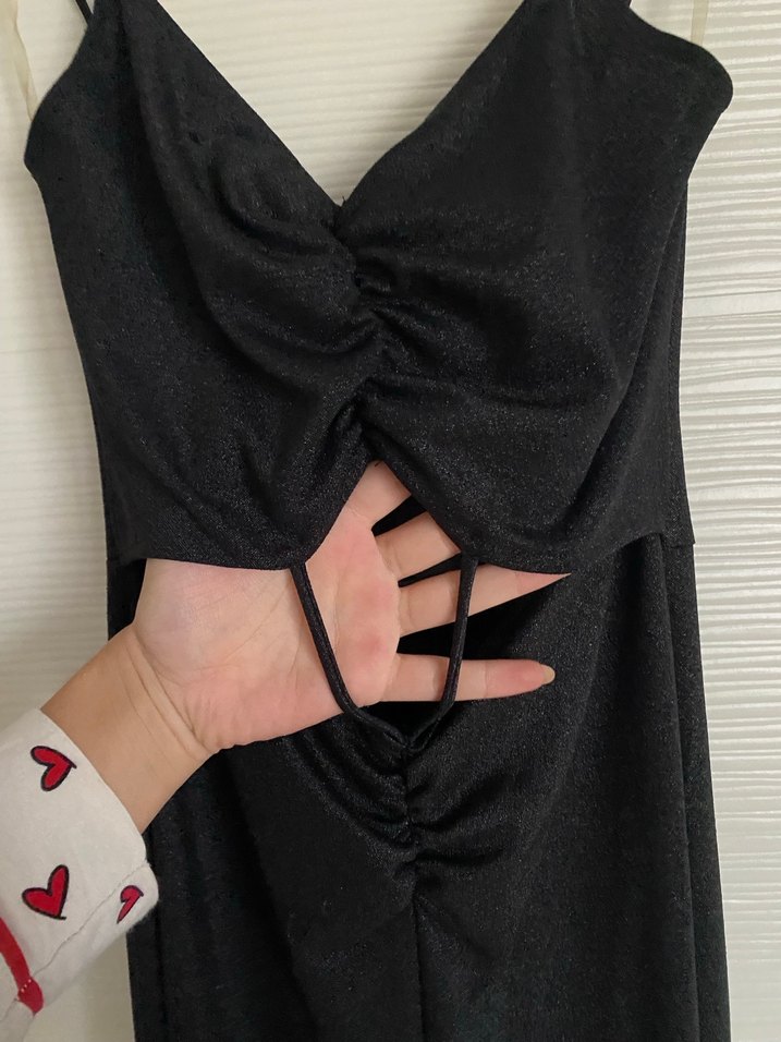 Siyah ince askılı Kadın Tulum - Görsel 4