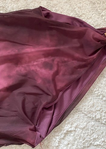 Bordo Drapeli midi Kadın Elbise - Görsel 3