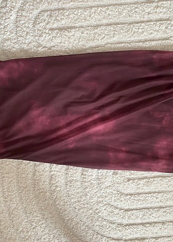 Bordo Drapeli midi Kadın Elbise - Görsel 2