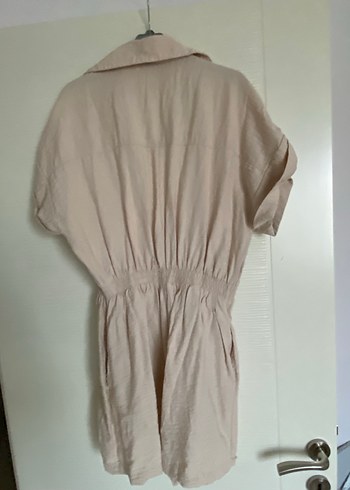 Bej Keten V Yaka Mini Tulum - Görsel 7