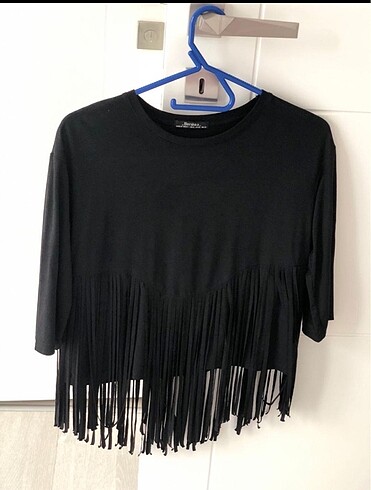 Stradivarius saçaklı nubuk bluz