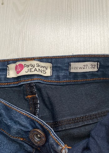 Düğmeli Lacivert Kadın Denim Pantolon - Görsel 2