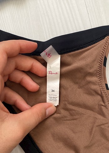 Kahverengi Çizgili bikini üstü - Görsel 2