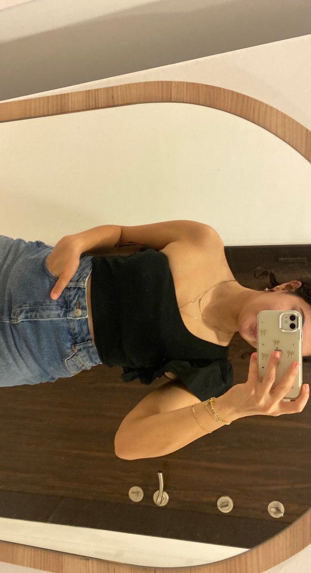 Siyah bluz crop - Görsel 4