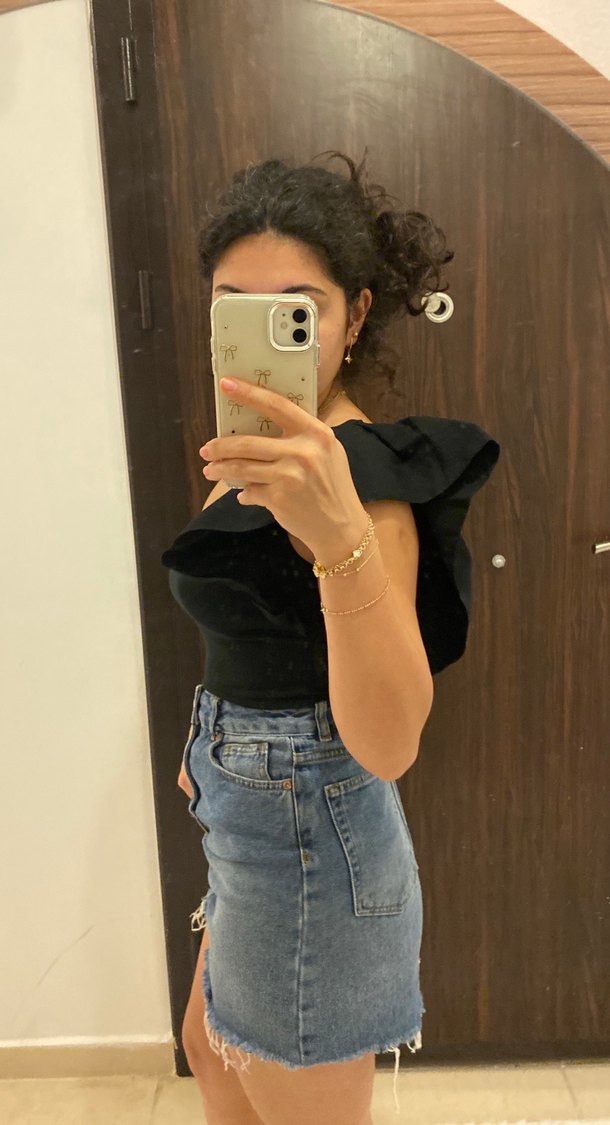 Siyah bluz crop - Görsel 2