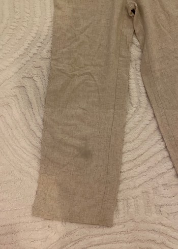 Bej Keten Midi Kadın viskoz Pantolon - Görsel 2