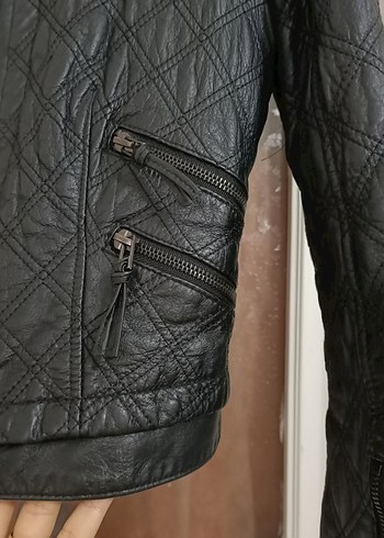 m Beden Zara Siyah Kadın Deri Biker Ceket