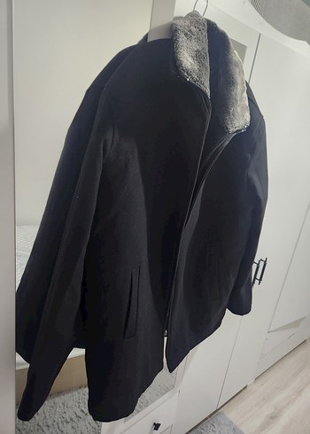 3xl Beden Gri Uzun Kürklü Erkek Kaban