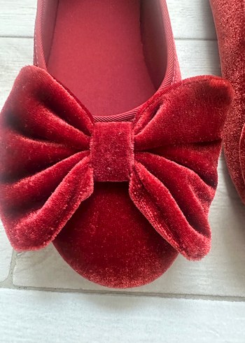 Zara Kız Çocuk Kırmızı Süet Fiyonklu Babet - Görsel 4