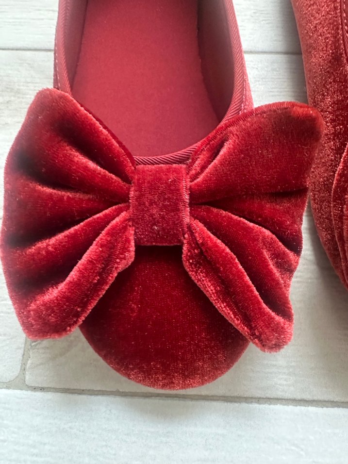 Zara Kız Çocuk Kırmızı Süet Fiyonklu Babet - Görsel 4