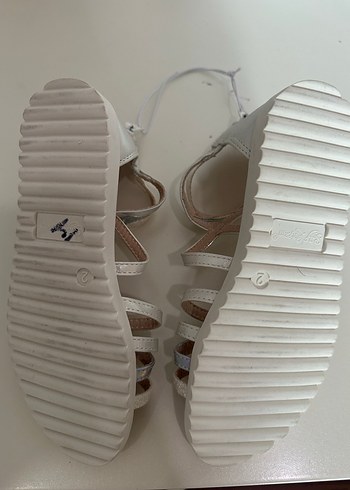 Kızlar için Beyaz Bağcıklı Bohem Sandalet - Görsel 5