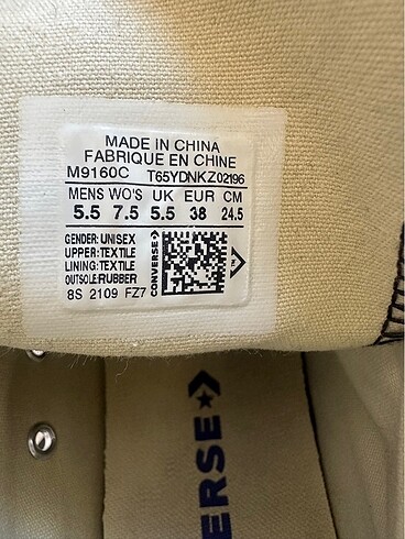 38 Beden siyah Renk Converse