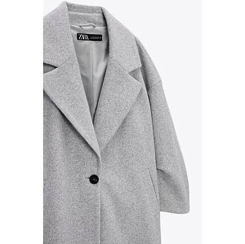 Zara Zara Gri Astarlı Kaşe Kaban