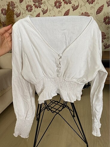 Quzu Ekru Crop Bluz