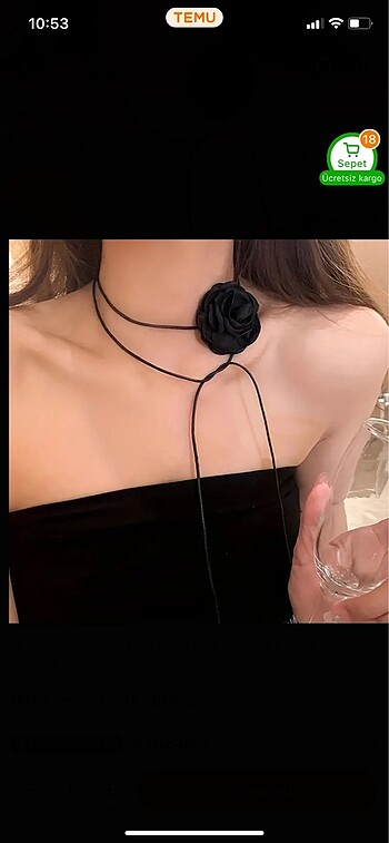 Gül ipli choker kolye