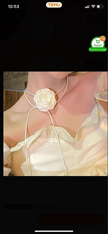  Beden Gül ipli choker kolye
