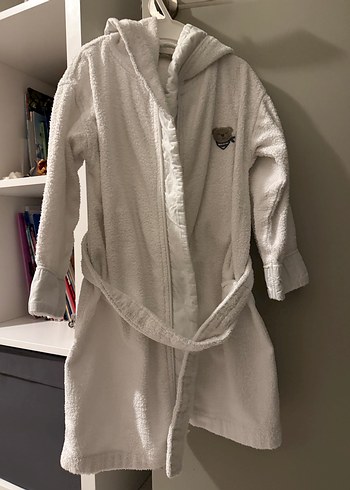 Kapüşonlu Beyaz Chakra Çocuk Bornozu - Görsel 3