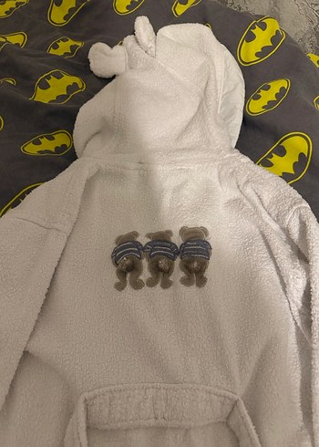 Kapüşonlu Beyaz Chakra Çocuk Bornozu - Görsel 4