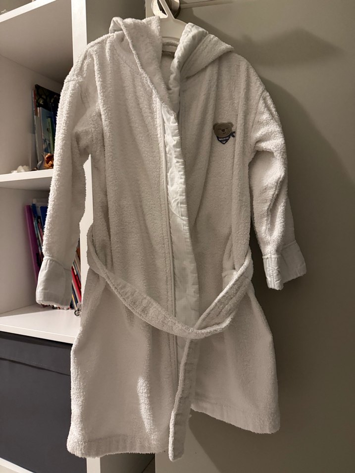 Kapüşonlu Beyaz Chakra Çocuk Bornozu - Görsel 3