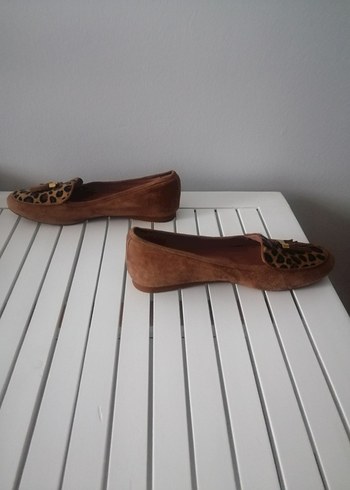 Kahverengi Leopar Desenli Süet Püsküllü Kadın Babet - Görsel 2