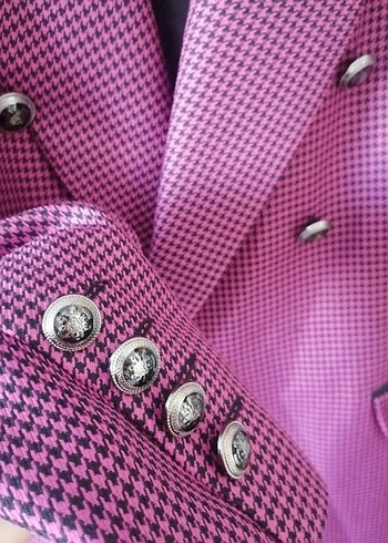 Fuşya Kadın Uzun Kesim Düğmeli Blazer - Görsel 4