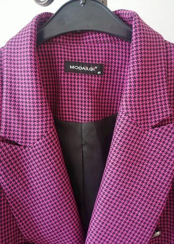 Fuşya Kadın Uzun Kesim Düğmeli Blazer - Görsel 3