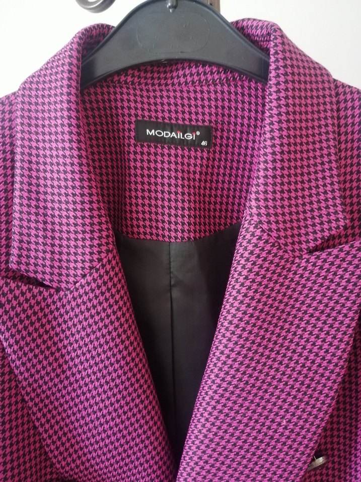 Fuşya Kadın Uzun Kesim Düğmeli Blazer - Görsel 3