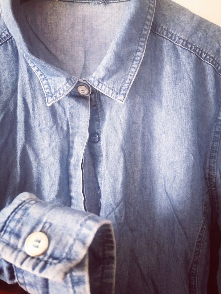 Kadın Uzun Kesim Mavi Denim gömlek tunik - Görsel 3