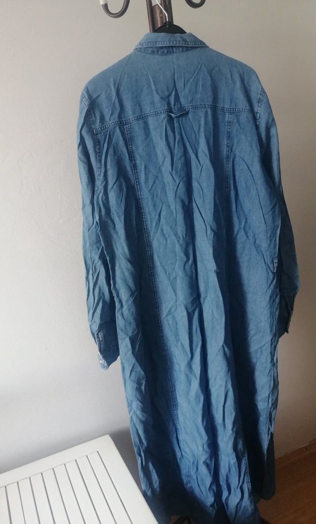 Kadın Uzun Kesim Mavi Denim gömlek tunik - Görsel 2