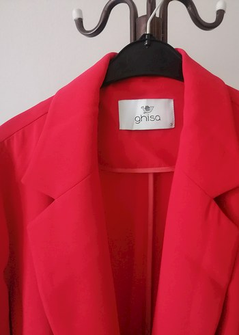 Kırmızı Uzun Kesim Kadın Blazer Ceket - Görsel 2