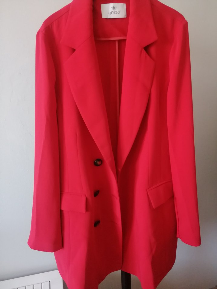 Kırmızı Uzun Kesim Kadın Blazer Ceket - Görsel 3