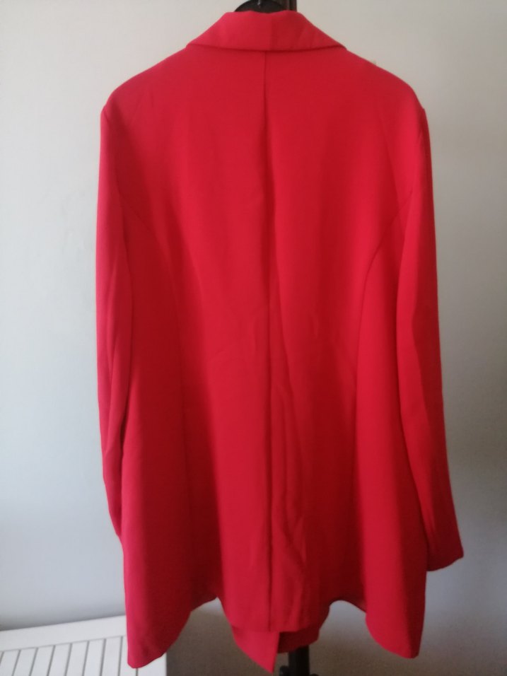 Kırmızı Uzun Kesim Kadın Blazer Ceket - Görsel 5