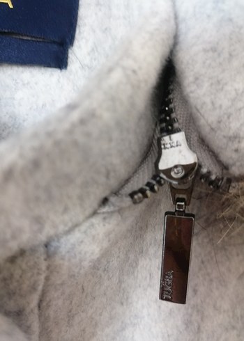 Gri Uzun Kadın Kaban, Kürklü Kapüşonlu - Görsel 4