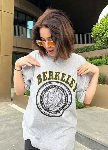 Diğer Berkeley Baskılı Gri Oversize T-shirt 