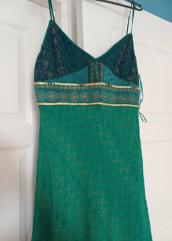 Yeşil Bohem V Yaka Midi Elbise - Görsel 4