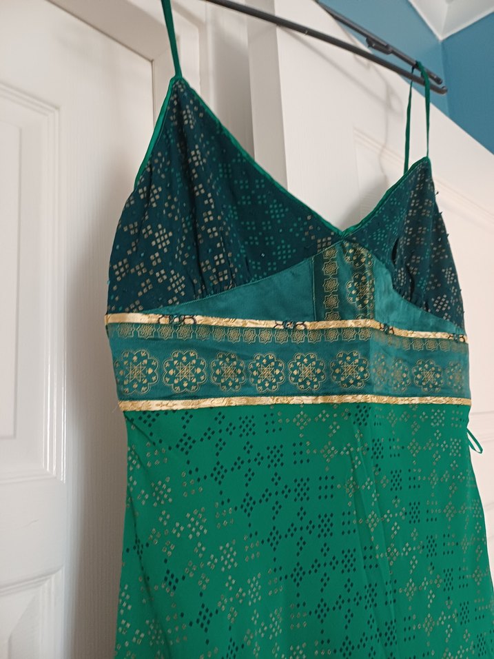 Yeşil Bohem V Yaka Midi Elbise - Görsel 3