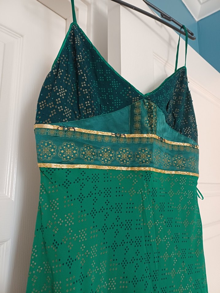 Yeşil Bohem V Yaka Midi Elbise - Görsel 2