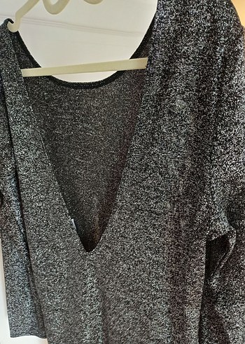 Gri Uzun Kollu Salaş Triko Elbise - Görsel 5