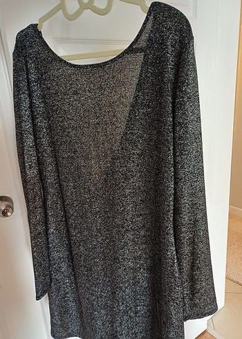 Gri Uzun Kollu Salaş Triko Elbise - Görsel 6