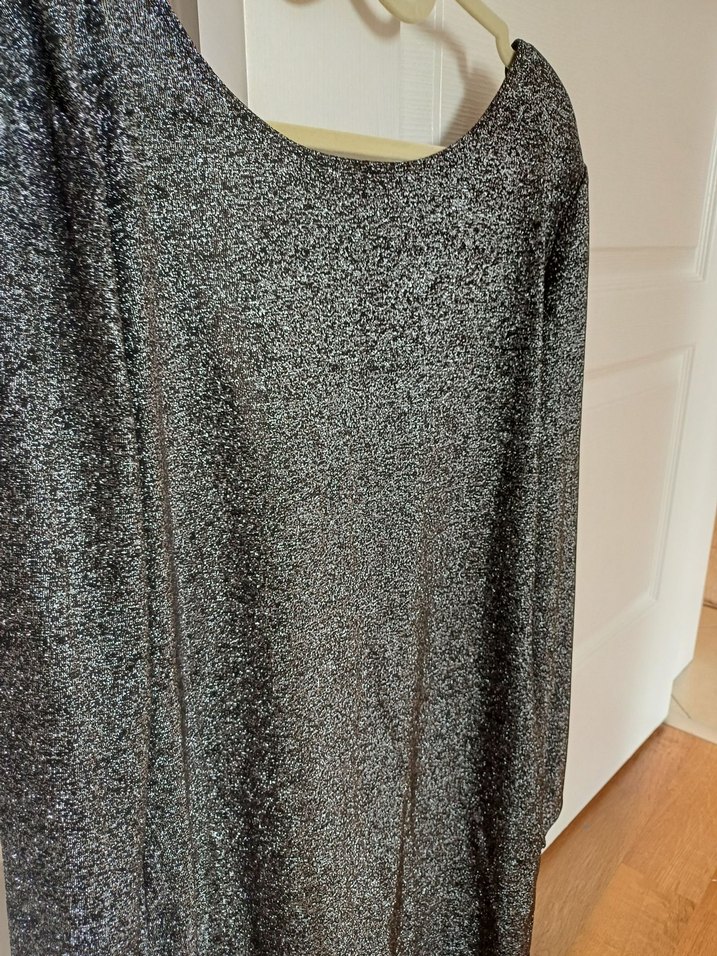 Gri Uzun Kollu Salaş Triko Elbise - Görsel 2