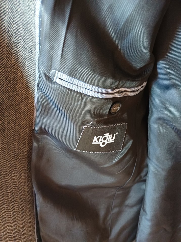 Düğmeli Gri Erkek Takım Elbise Ceketi - Görsel 3