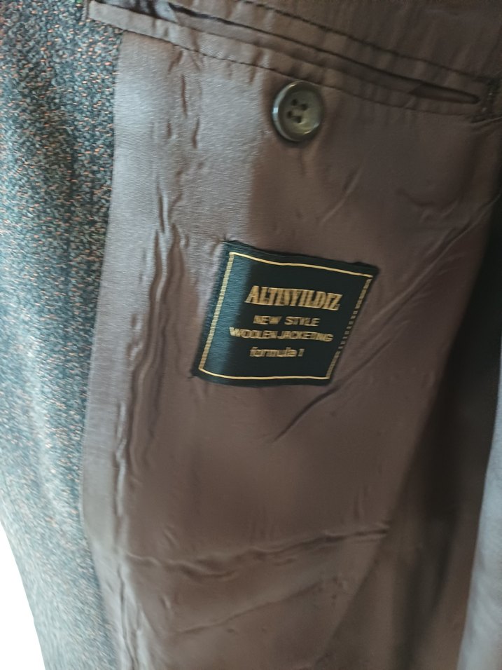 Düğmeli, Uzun Kollu Kahverengi Erkek Ceket - Görsel 3